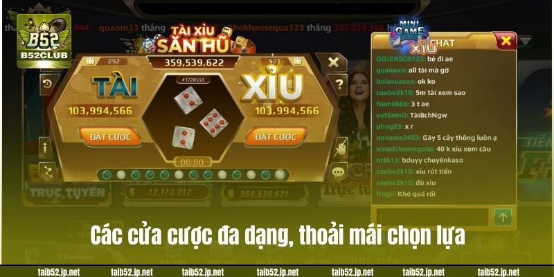 Các cửa cược đa dạng, thoải mái chọn lựa.