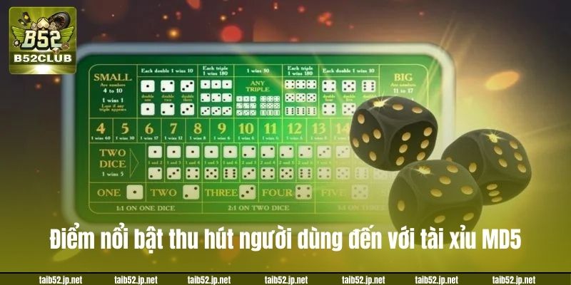 Điểm nổi bật thu hút người dùng đến với tài xỉu MD5.