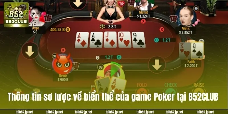Thông tin sơ lược về biển thể của game Poker tại B52CLUB. 